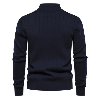 Half-zipper Pullover Sweater Men's Fashion Casual Stand Collar Long-sleeved Knitted Tops Fall Winter Clothing