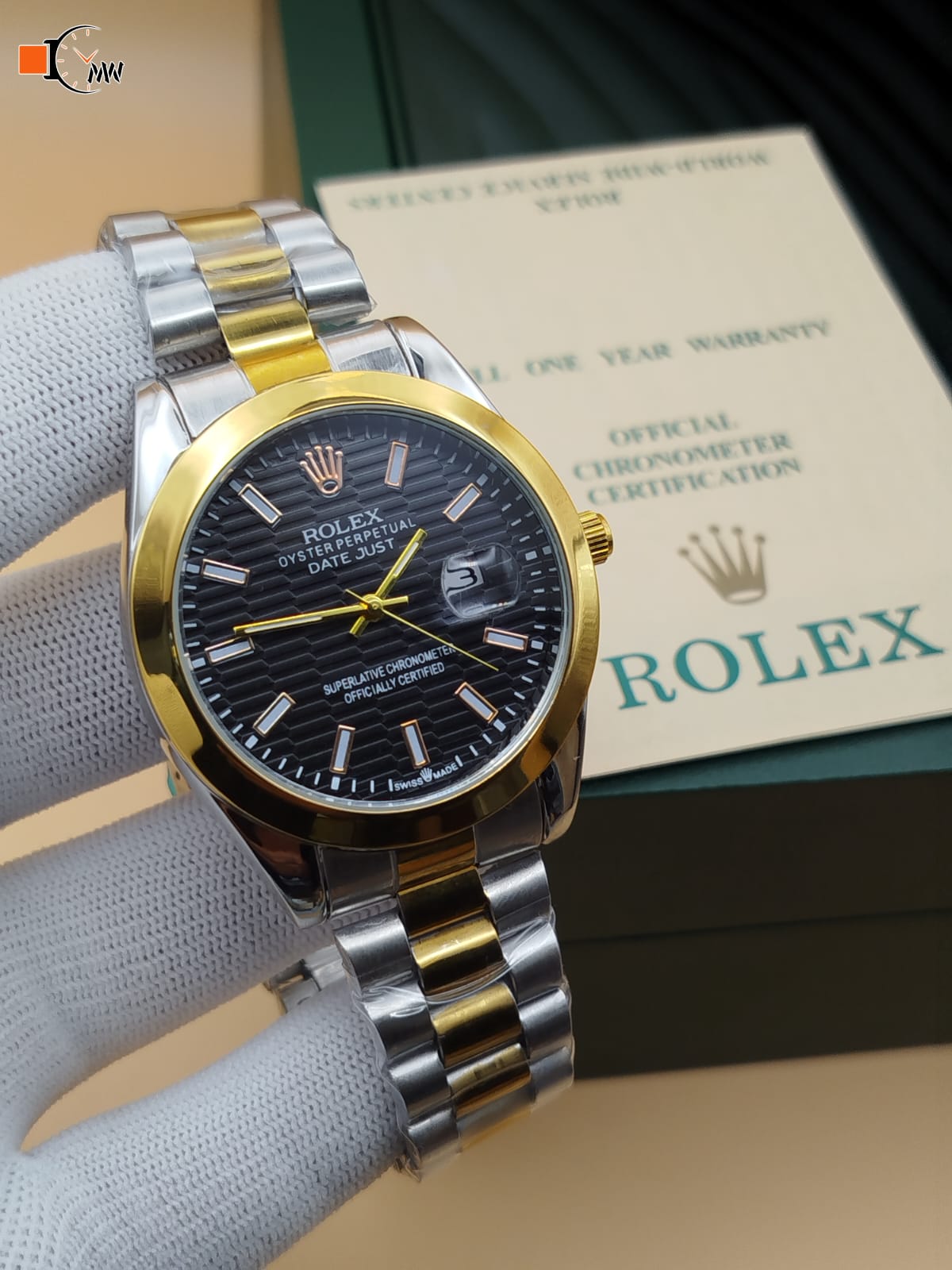 Rolex Men’s Watch – Datejust Model | Stone Dial | Stainless Steel Chain