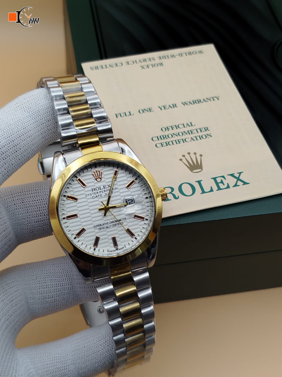 Rolex Men’s Watch – Datejust Model | Stone Dial | Stainless Steel Chain